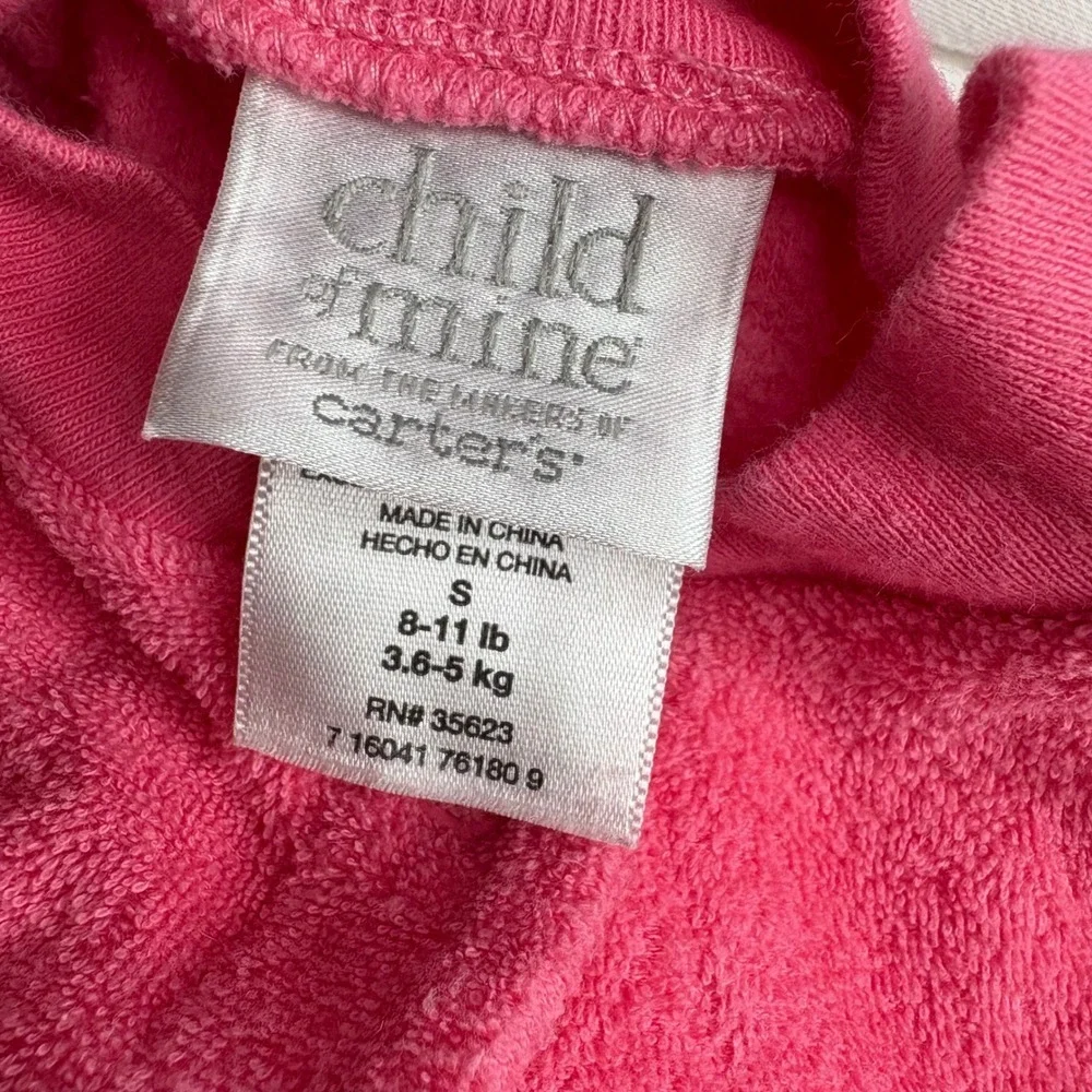 Vintage carters pink terry cloth baby footed sleeper onsie size 0-3